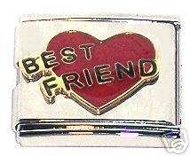 Mega Italian Charm OR Connector 18mm - BEST FRIEND WITH HEART - GREAT GIFT!!!!