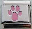 SALE!!! Italian Charms - Fits All 9mm Modular Bracelets - Enamel - PINK PAW PRINT