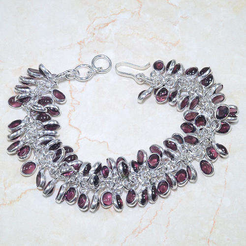 IMPRESSIVE PURPLE AMETHYST NATURAL GEMSTONE 925 SILVER BRACELET 8.25-9" - F2681 J12
