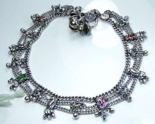 BALI DESIGNED DANGLE 925 SILVER ANKLE CHAIN 10.25" - J8738 J2