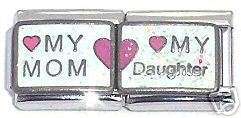 Italian Charms - Fits All 9mm Modular Bracelets - Double Link - MY MOM - MY DAUGHTER  (T)