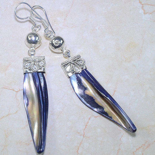 GORGEOUS UNIQUE LONG BAROQUE PEARL NATURAL GEMSTONE 925 SILVER EARRINGS 3.5"