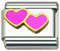 Italian Charms - Fits All 9mm Modular Bracelets - Enamel -  PINK DOUBLE HEART (Z)