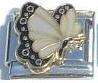 Italian Charms 9mm - Fits Nomination - Birthstone - BUTTERFLY - APRIL - WHITE