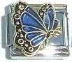 Italian Charms 9mm - Fits Nomination - Birthstone - BUTTERFLY - SEPTEMBER - DARK BLUE