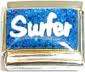 Italian Charms - Fits All 9mm Modular Bracelets - Enamel -  WORD SURFER (N)