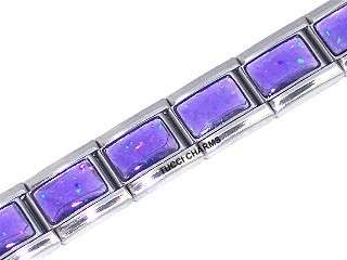 Italian Charms & Bracelets - 9mm Starter Bracelet with PURPLE IRIDESCENT  - 18 Links