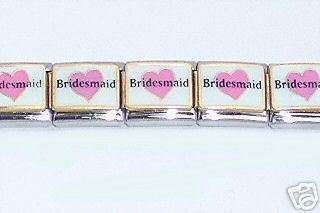 Italian Charms - Fits All 9mm Modular Bracelets - Enamel - BRIDESMAID (T) PERFECT BRIDESMAID GIFT!!!