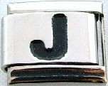 Italian Charms - Fits All 9mm Modular Bracelets - Non Laser - Letters - NON LASER BLACK J