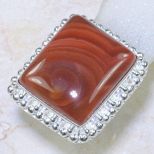 UNUSUAL COLOUR BOTSWANA AGATE NATURAL GEMSTONE 925 SILVER RING #7.5