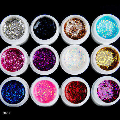 12 Pots Colors Transparent PURE Large GLITTER UV GEL NAIL ART - O.C