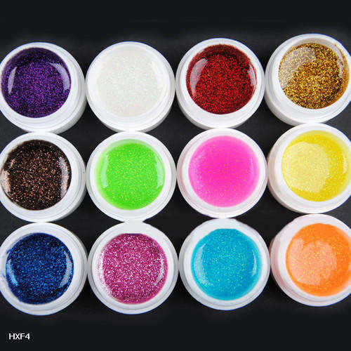12 Pots Colors Transparent PURE Small GLITTER UV GEL NAIL ART - O.C
