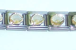 Italian Charms - Fits All 9mm Modular Bracelets - Enamel - SEA SHELL WITH SOLDER (T&Z)