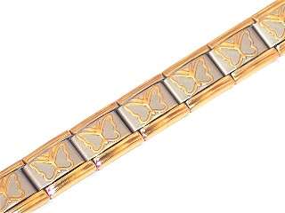 Italian Charms & Bracelets - 9mm SILVER & GOLD Starter Bracelet with BUTTERFLY - 18 Links