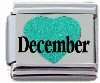 Italian Charms - Fits Nomination - Enamel - Birthstone - GLITTER HEART DECEMBER