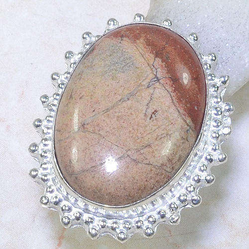 "R10 SPECIAL" DISTINCT JASPER NATURAL GEMSTONE 925 SILVER RING #7