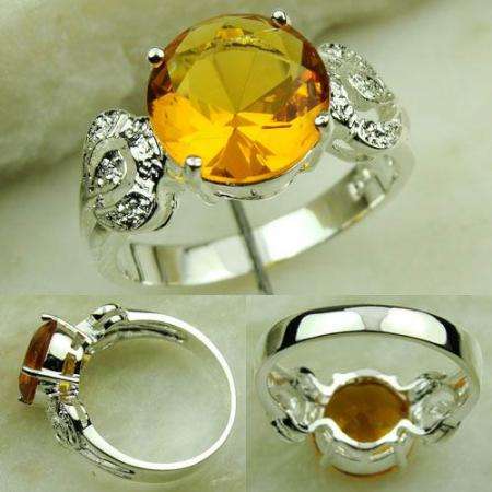 "R10 SPECIAL" GLISTENING CITRINE NATURAL GEMSTONE 925 SILVER RING #7
