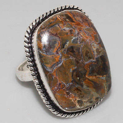 MIND BLOWING RED PIETERSITE NATURAL GEMSTONE 925 SILVER RING #6.5