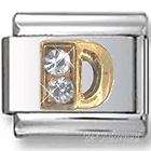 Italian Charms - Fits All 9mm Modular Bracelets - Letters - GOLD WITH CRYSTALS LETTER D