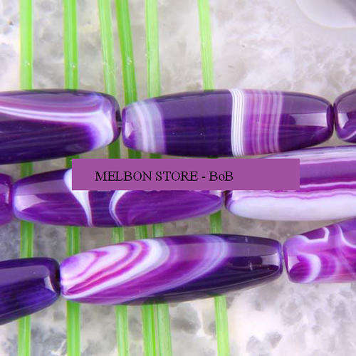 Melbon Store - Staying with our "50 Shades of Purple" Agate Beads theme - 12pcs - 30x10mm - O.C.