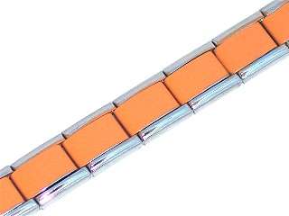 Italian Charms & Bracelets - 9mm (as Nomination) Starter Bracelet with ORANGE Centre - 18 Links
