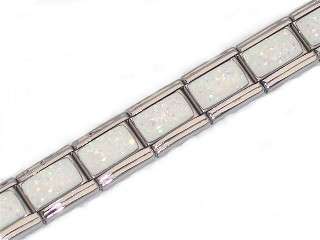 Italian Charms & Bracelets - 9mm Starter Bracelet with WHITE GLITTER - 18 Links