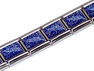 Italian Charms & Bracelets - 9mm Starter Bracelet DARK BLUE SHIMMER - 18 Links