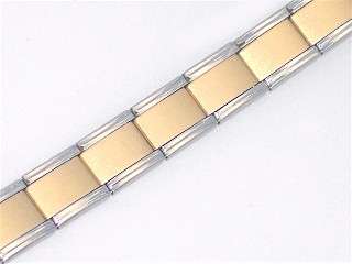 Italian Charms - 9mm Starter Bracelet - 18 Links - Matte Gold Centre With Silver Edgeing