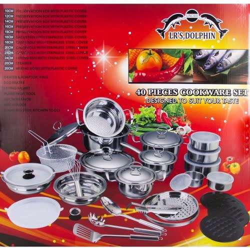 LAGUTTI HOME CONCEPTS - 40 Pieces Stainless Steel Cookware Set