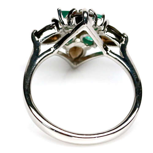 100% Natural Peridot, Green Onyx, Smoky Quartz 925 Sterling Silver, White Gold Overlay Ring #8.5