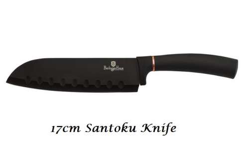 BLACK FRIDAY!!! B H Black/Rose Gold 17cm Marble Coated Santoku Knife - B H 20cm Chefs Knife FREE!!