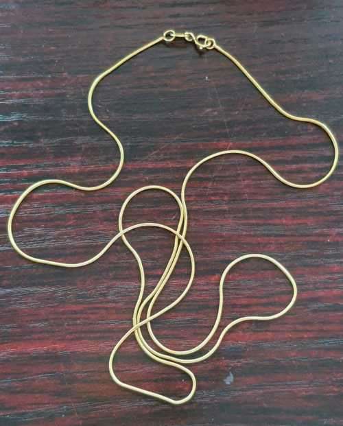 Sale - Solid Italian 925 Sterling Silver Snake Chain Coated in 10k Yellow Gold 24` Chain - 61cm