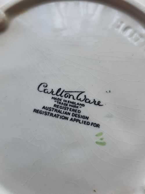 Original 1940's CARLTON WARE Bowl - Hand Painted Embossed "Apple Blossom" Design -Marked