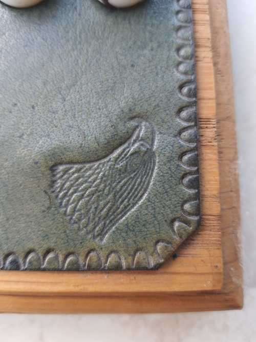 Rare Find!!! Leather (with embossed corners) wood and marble Chinese Checkers