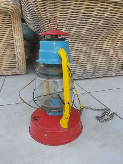 Can be restored to Vintage kerosene lamp or used as electric lamp as it has been converted.