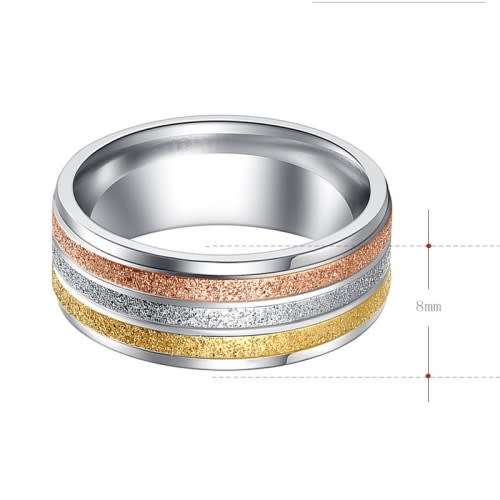 TITANIUM - Never Fades - Incredible Frosted Rose, Gold and Silver banded Ring - #11