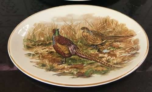 Vintage Samsonite Churchill 8 England 9 - B.S 4034 Super Vitrified Marked oval Bird Platter