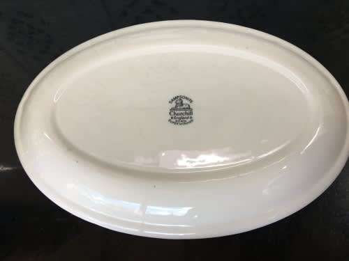 Vintage Samsonite Churchill 8 England 9 - B.S 4034 Super Vitrified Marked oval Bird Platter