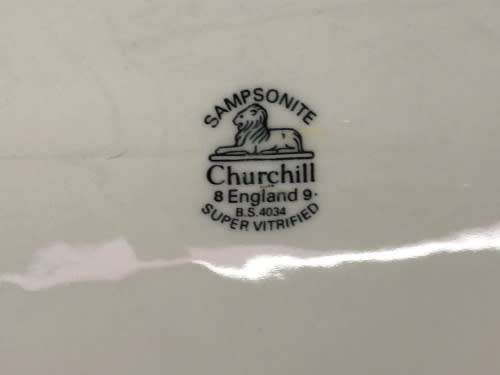 Vintage Samsonite Churchill 8 England 9 - B.S 4034 Super Vitrified Marked oval Bird Platter