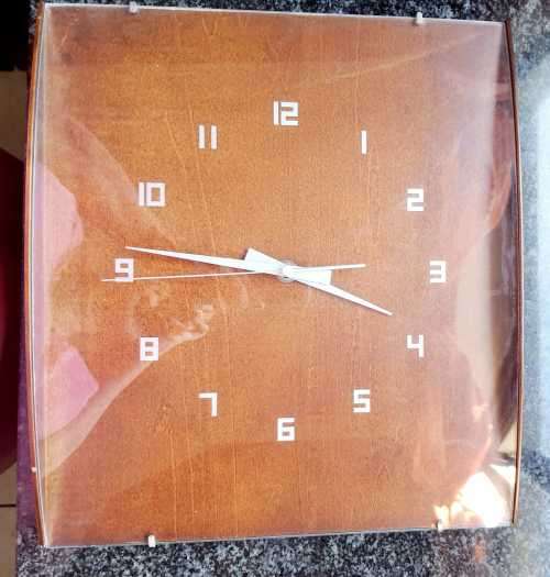 Large Wooden Clock with Convex Glass