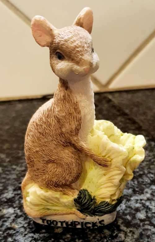 The cutest little Figurine of a Field Mouse Toothpick Holder - Amazing Detail