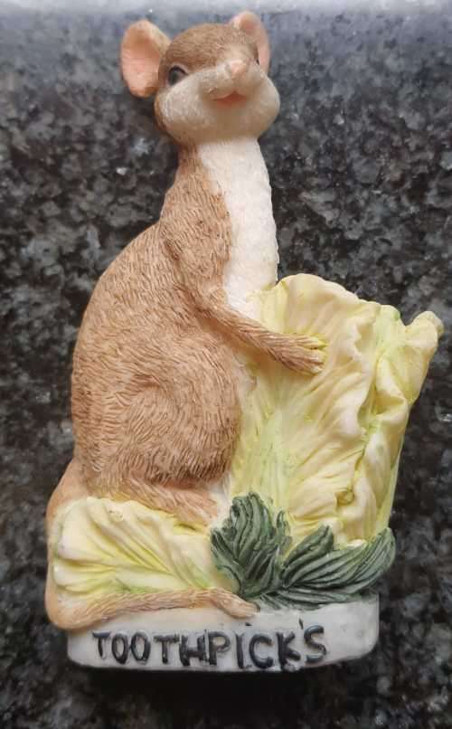 The cutest little Figurine of a Field Mouse Toothpick Holder - Amazing Detail
