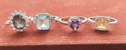 Vintage Book Jewelry Box - Renaissance Style - 5 Solid 925 Rings with Natural Gems and Other Jewelry