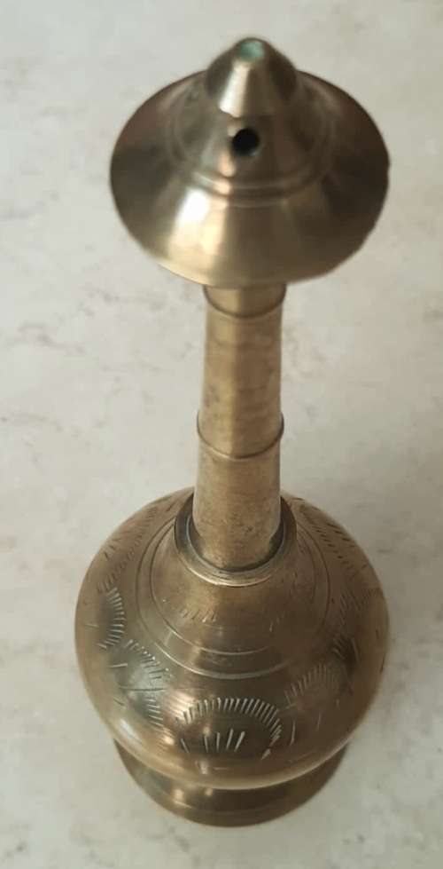 Beautiful Elongated Hand Etched Indian Brass Incense Burner