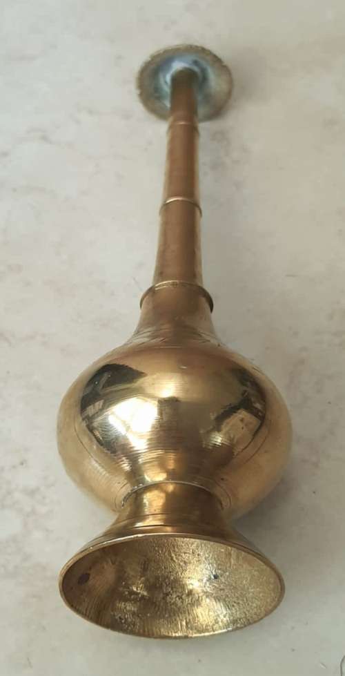 Beautiful Elongated Hand Etched Indian Brass Incense Burner