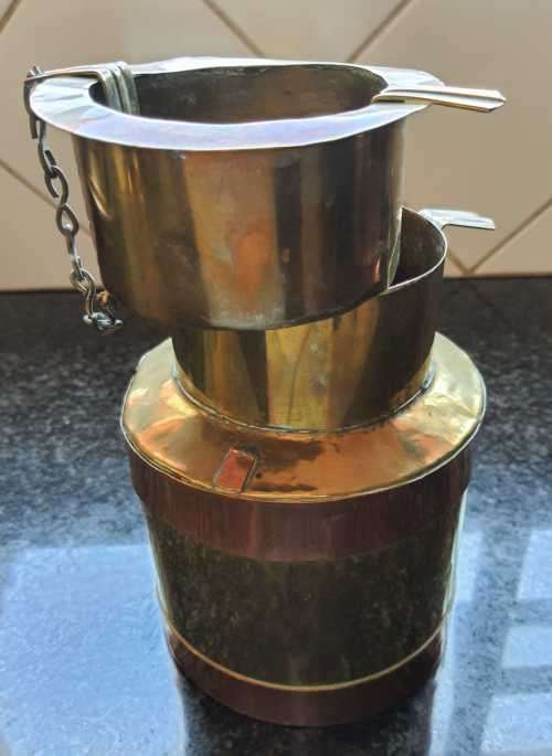 Striking Vintage Hammered Brass and Copper Milk Churner