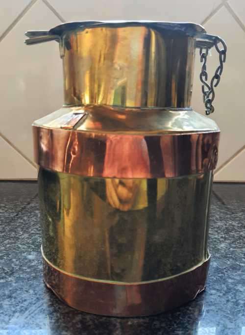 Striking Vintage Hammered Brass and Copper Milk Churner