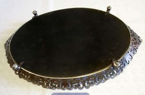 Exquisite Footed Dressing Table Vanity Tray with Mirror & Marcasite Style Edge