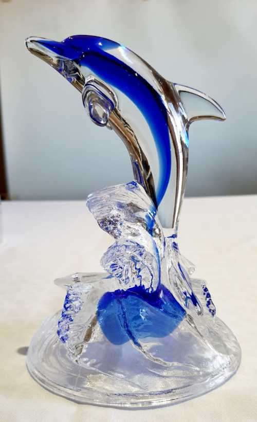 Incredible French Glass Dolphin in the Style of Cristal D'Arques