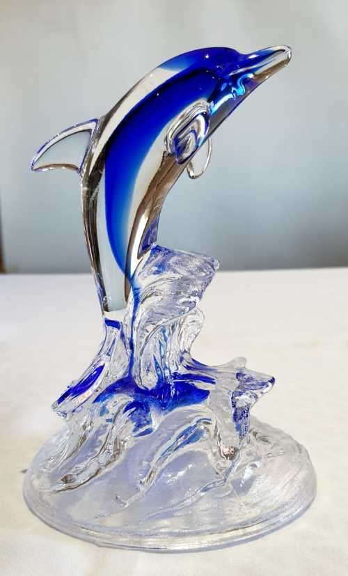 Incredible French Glass Dolphin in the Style of Cristal D'Arques